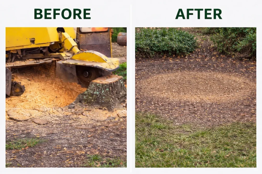 stump grinding before after wichita falls TX